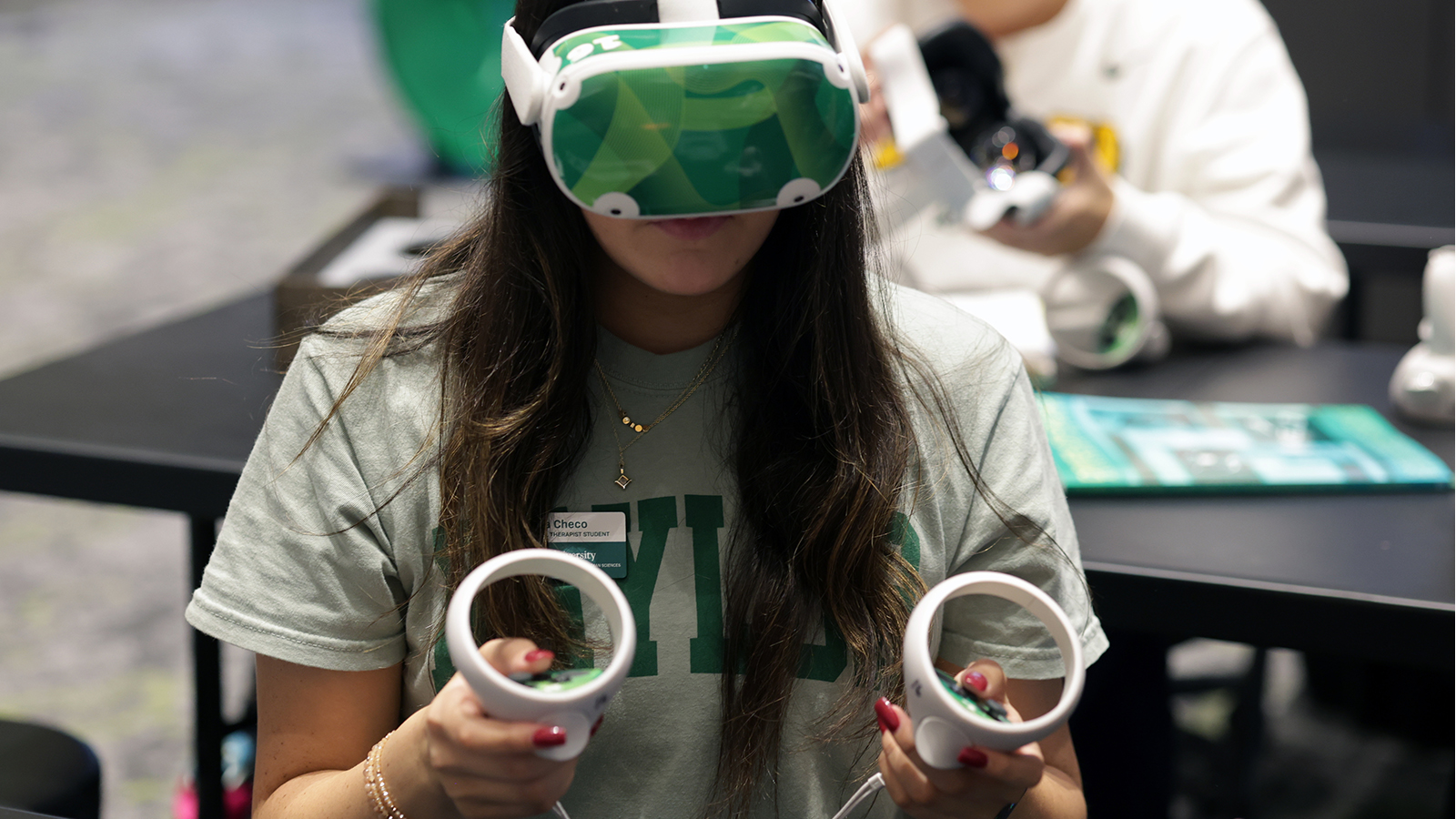Student participates in VR session.