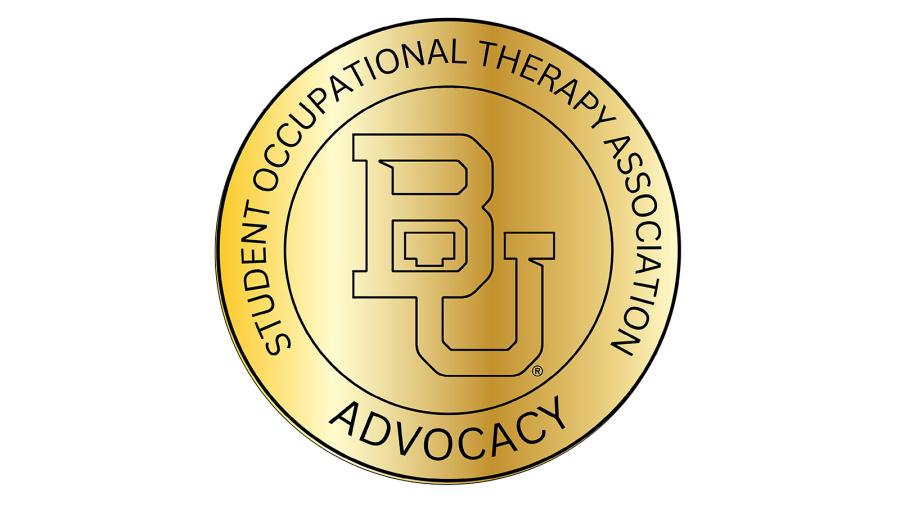 Gold circle with black text: Student Occupational Therapy Association Advocacy